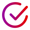 Colorful check symbol in circle.